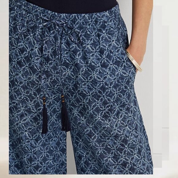 Geo-Print Linen Wide-Leg Pant Ralph Lauren NWOT - Picture 5 of 8